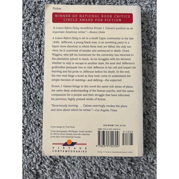 Book: A Lesson Before Dying, Author:  Ernest J. Gaines - Picture 2 of 2